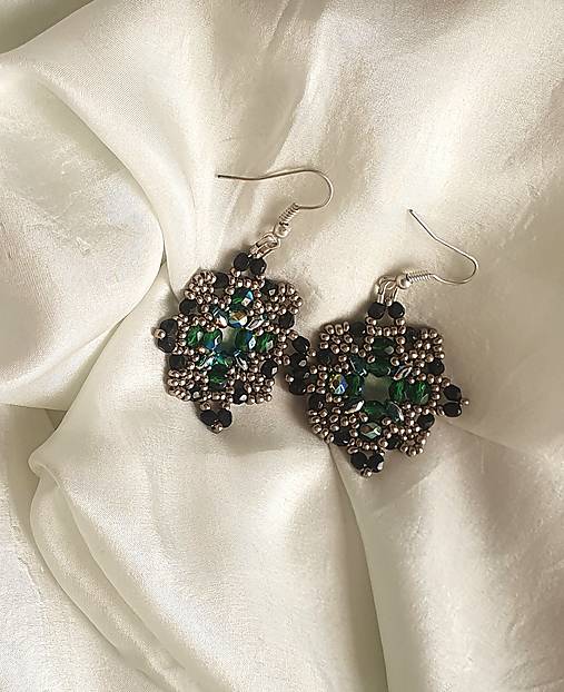 Náušnice - striebornozelené - 18168753_