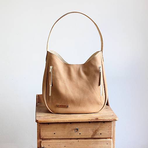 Veľké tašky - Kožená kabelka *Camel* - 18168761_