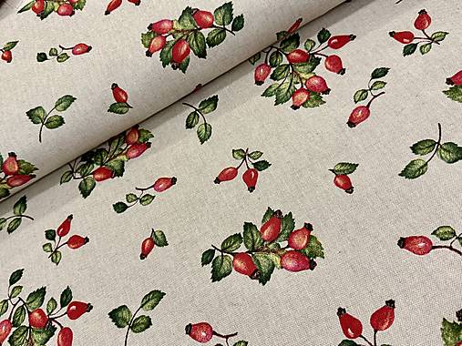 BAVLNA DEKOR / ŠÍPKY NA REŽNOM PLÁTNE