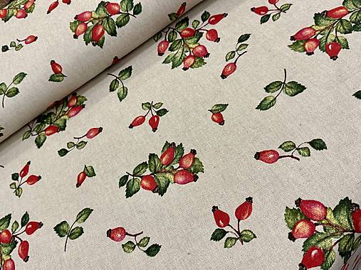 BAVLNA DEKOR / ŠÍPKY NA REŽNOM PLÁTNE