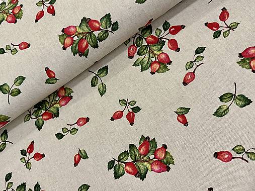 BAVLNA DEKOR / ŠÍPKY NA REŽNOM PLÁTNE