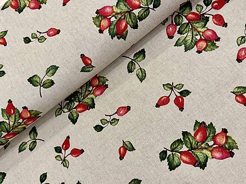 BAVLNA DEKOR / ŠÍPKY NA REŽNOM PLÁTNE