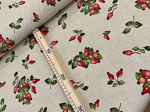 BAVLNA DEKOR / ŠÍPKY NA REŽNOM PLÁTNE