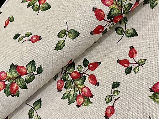 BAVLNA DEKOR / ŠÍPKY NA REŽNOM PLÁTNE