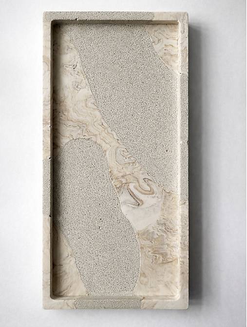 Nádoby - Ručne robený podnos z Jesmonite | kamenný efekt | moderná minimalistická dekorácia (Obdĺžnik) - 18169007_