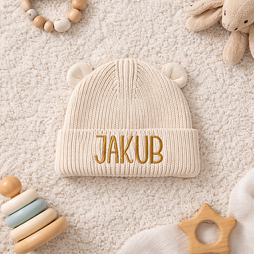 Detské čiapky - Vyšívaná čiapka s menom pre bábätká - 18169523_