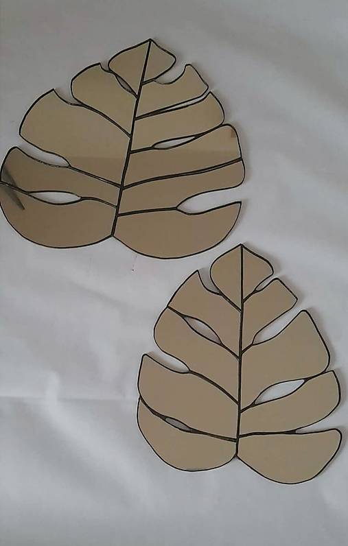 Zrkadlá - Vitrážové zrkadlo Monstera 2ks-set, veľké a stredne veľké - 18169150_