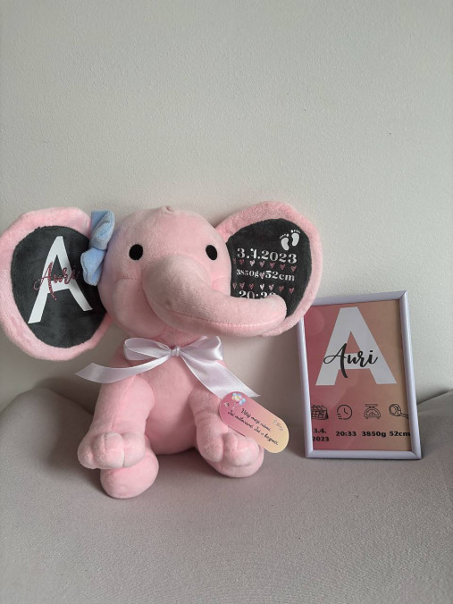 Detské doplnky - Sloník s údajmi o narodení - 18169806_