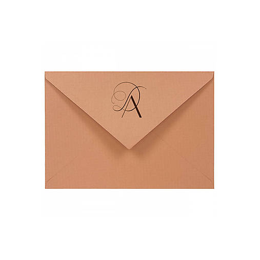 Papiernictvo - Oranžovohnedá obálka s iniciálmi 3 Sandstone - 18173280_