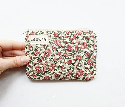 Peňaženky - Peňaženka/dokladovka - Mini ružičky - 18172913_