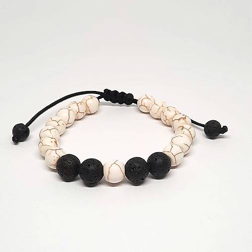 Náramok makramé láva+tyrkenit