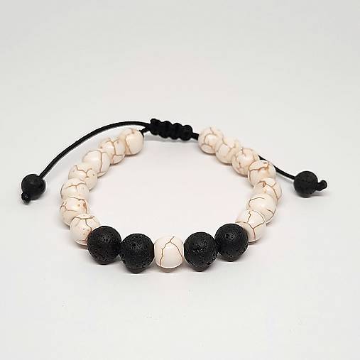 Náramok makramé láva+tyrkenit