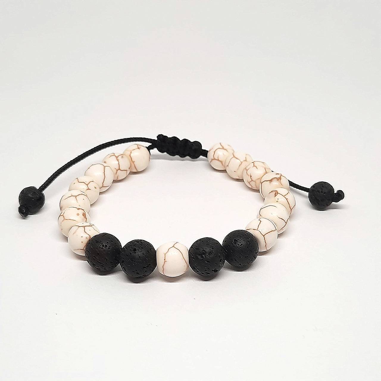 Náramok makramé láva+tyrkenit