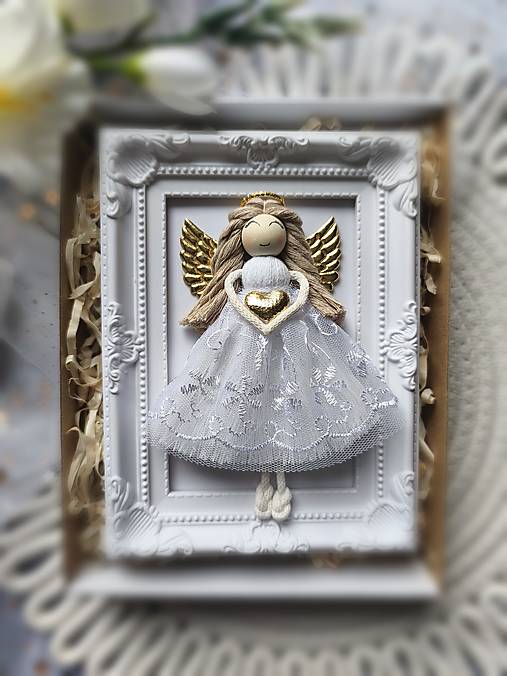Dekorácie - Anjel strážny , anjelik v rámiku - 18171530_