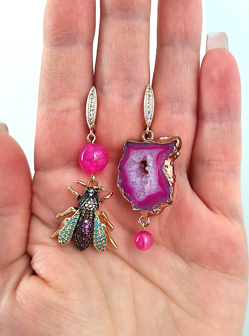 Náušnice - Ružová MUŠKA - 18171267_