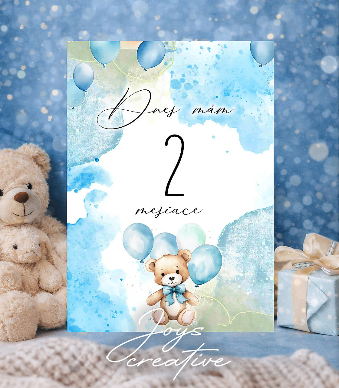 Míľnikové kartičky na fotenie macko s balónikmi