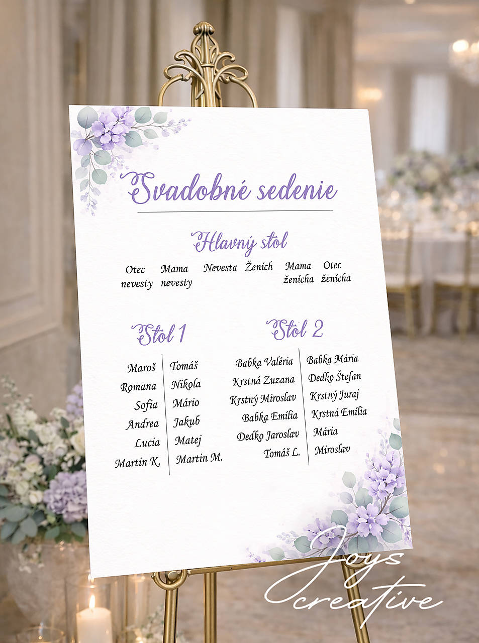 Zasadací poriadok A3 v štýle Greenery purple  (verzia 2)