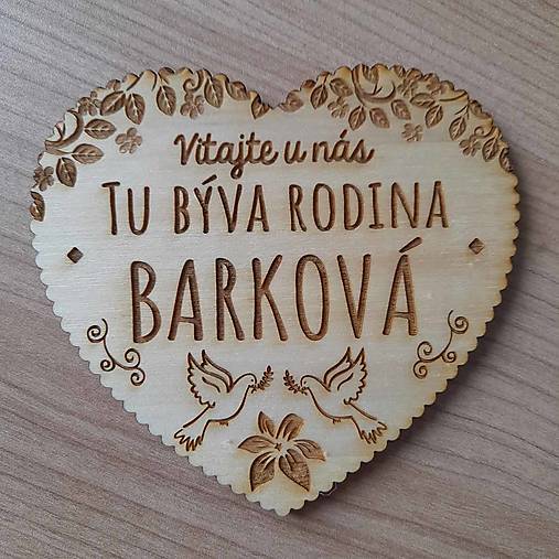 Tabuľky - Menovka na dvere 6-srdiečko (Drevo-preglejka) - 18171496_