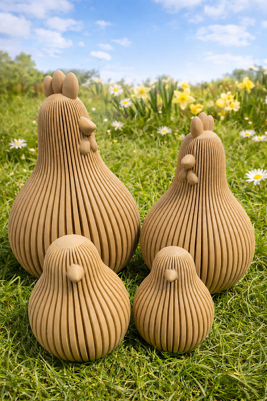 Veľkonočné sliepočky – moderná 3D dekorácia (set)