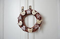 Dekorácie - Hnedý vtáčikový venček - 18176401_