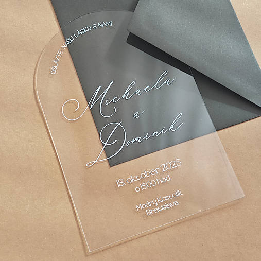 Papiernictvo - Transparentné svadobné oznámenie oblúk 1 - 18174722_