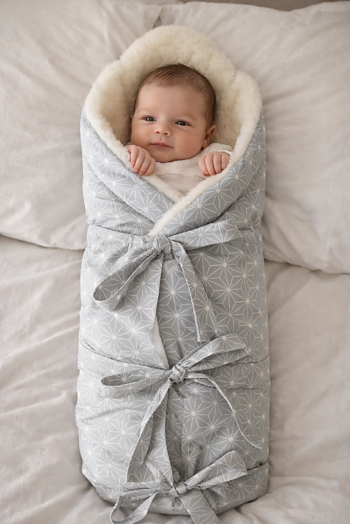 Detský textil - Zavinovačka klasická pre bábätka/ miminká 100% Merino Top Super wash Natural Origami šedé - 18175679_