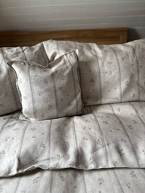 Úžitkový textil - Lněné povlečení ,,Kvítka" - 18174299_