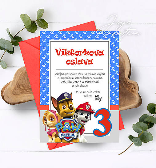 Pozvánka Labková patrola, paw patrol (Vzor 3)