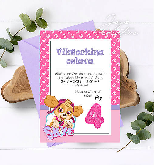 Pozvánka Labková patrola, paw patrol (Vzor 8)