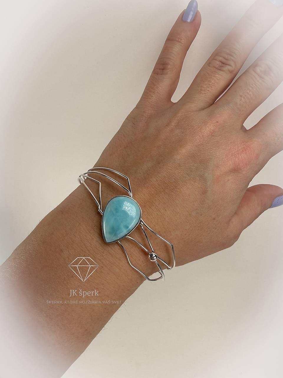 Strieborný 925/1000 náramok s larimarom