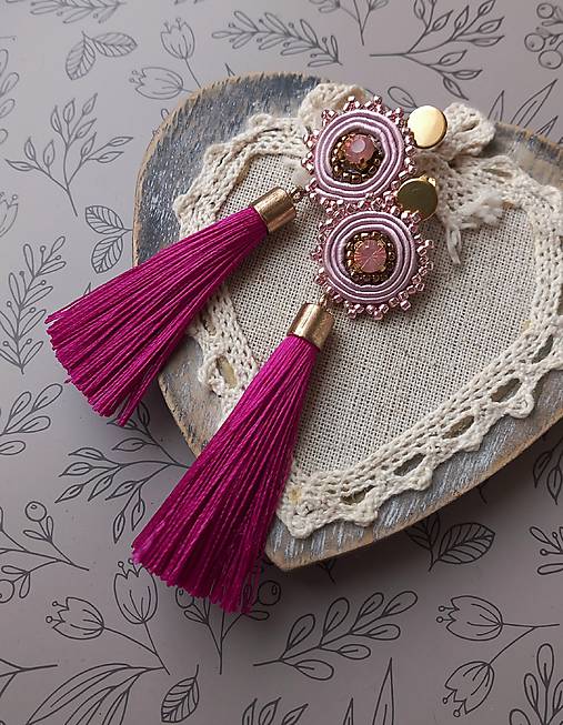 Náušnice - Fuksia - 18175224_