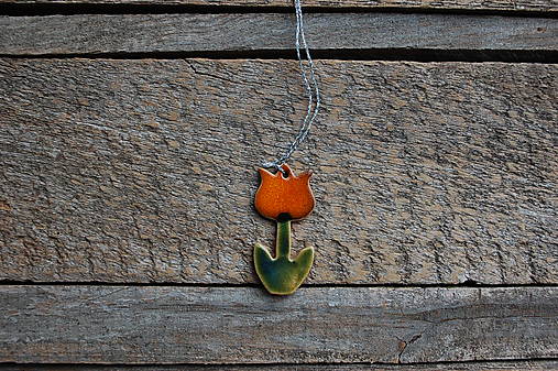 Dekorácie - Keramický tulipán (Oranžová) - 18175021_