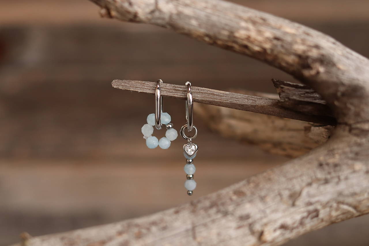 Asymetrické náušnice akvamarín