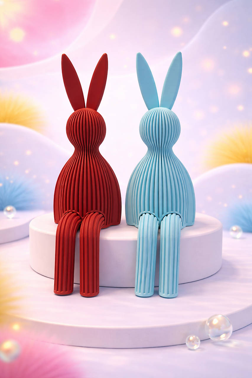 Moderné 3D sediace zajačiky – dizajnová dekorácia do interiéru