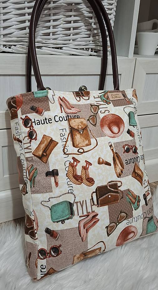 Veľké tašky - Dizajnová kabelka s koženými rúčkami alebo popruhom (Fashion 2) - 18178593_