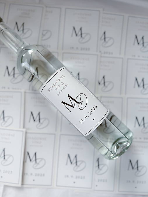 Úložné priestory & Organizácia - Nálepky na svadobné víno 314 iniciály - 18178171_