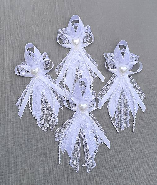 Svadobné pierka - Biele pierka s čipkou pre rodičov - 18177057_