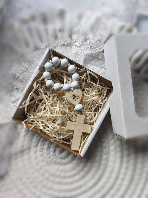 Detské doplnky - Ruženec drevený, desiatok, k prvému svätému prijímaniu - 18177128_