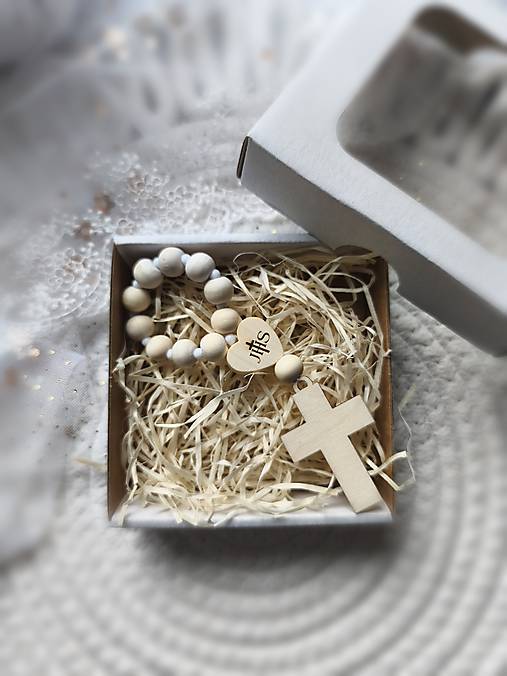 Detské doplnky - Ruženec drevený, desiatok, k prvému svätému prijímaniu - 18177159_