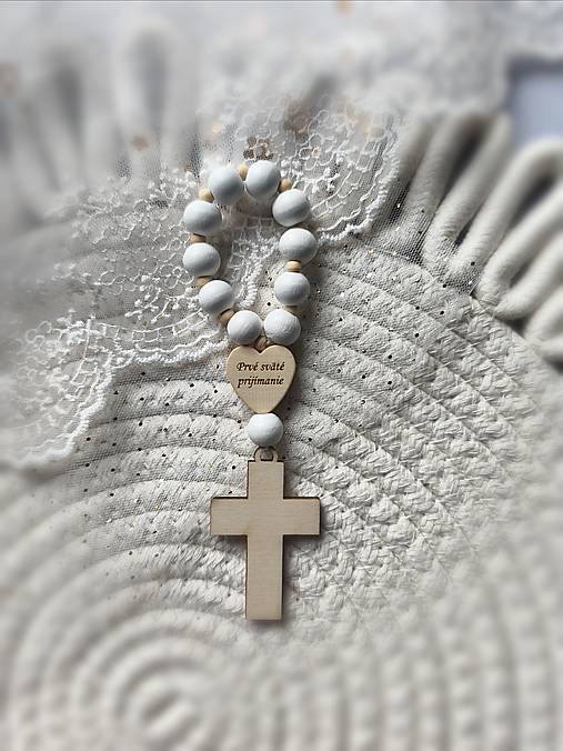 Detské doplnky - Tradičný drevený desiatok (ruženec) k Prvému svätému prijímaniu - 18177916_