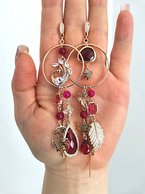 Náušnice - Ružový PÁV - 18176565_