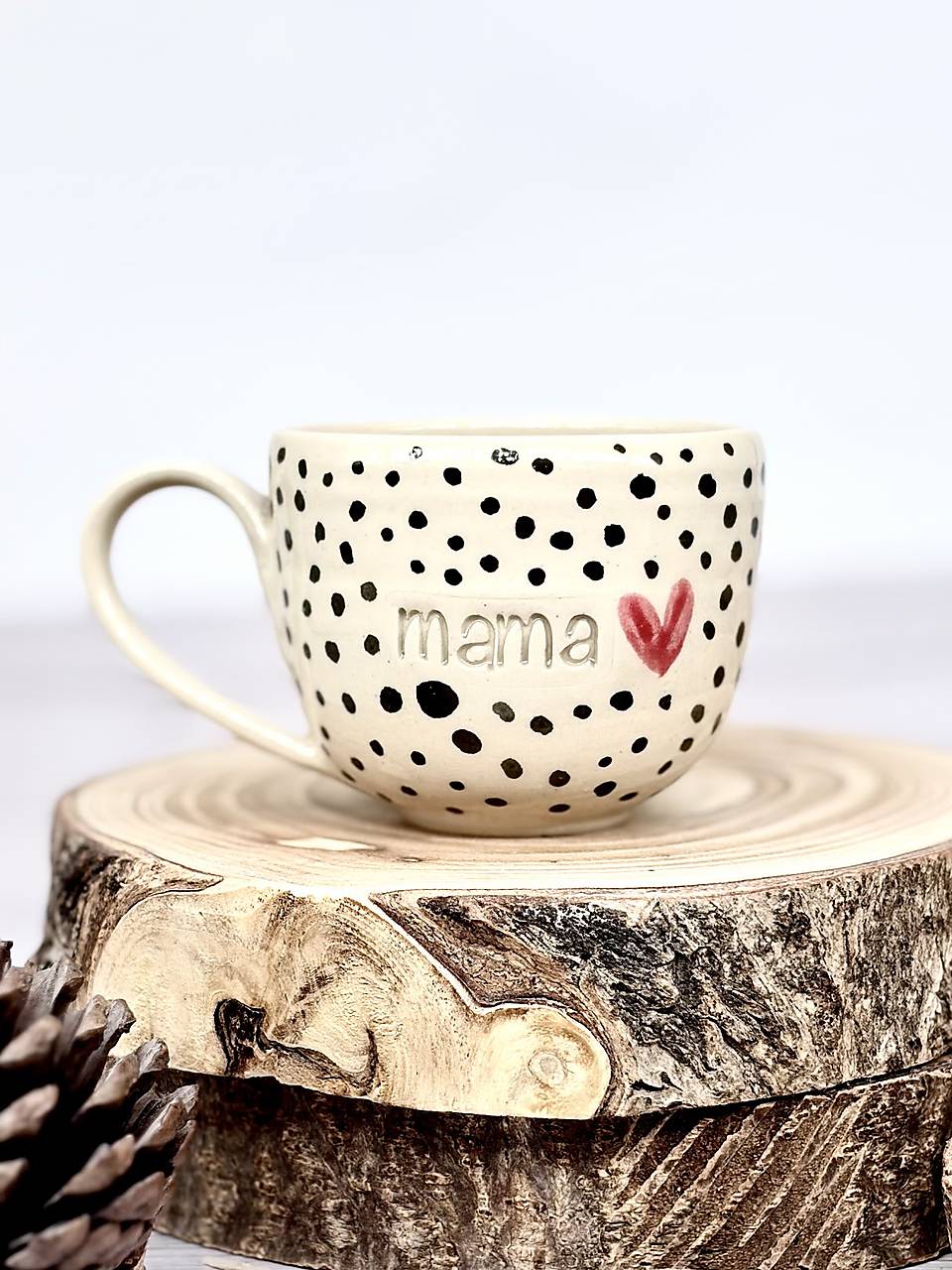 Čierne bodky - šálka espresso mama (100ml, s uškom)