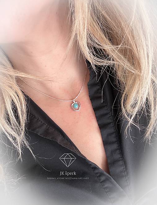 Strieborný 925/1000 prívesok s amazonitom, alebo ametystom