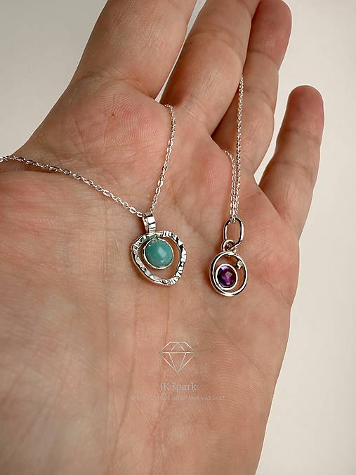 Strieborný 925/1000 prívesok s amazonitom, alebo ametystom