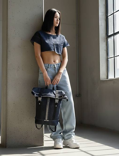 Topy, tričká, tielka - Raw Denim Croptop - 18176991_