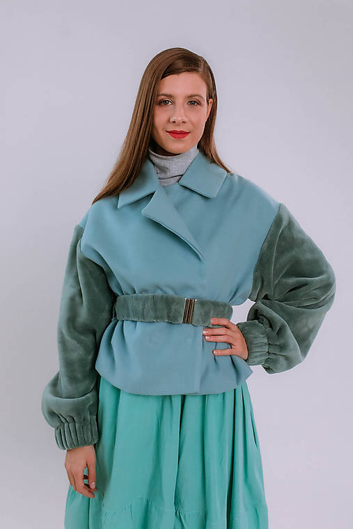 Bundy a kabáty - MIESTNY KRÁTKY OVERSIZED KABÁT TEO (MINT) - 18181380_