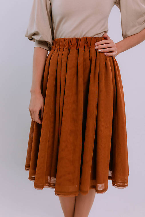 Sukne - MIESTNA TYLOVÁ SUKŇA MIA (HNEDÁ) - 18181571_