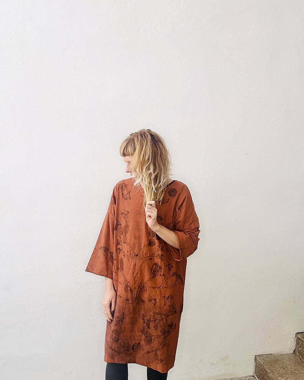 saty s vreckami EcoPrint skoricove