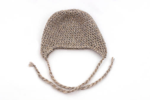 Detské čiapky - Hnedá ušianka ALPACA/MERINO - 18180300_