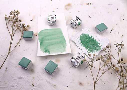 Materiál ručne robený - Pastelová akvarelová farba Jemná mäta - 18179812_